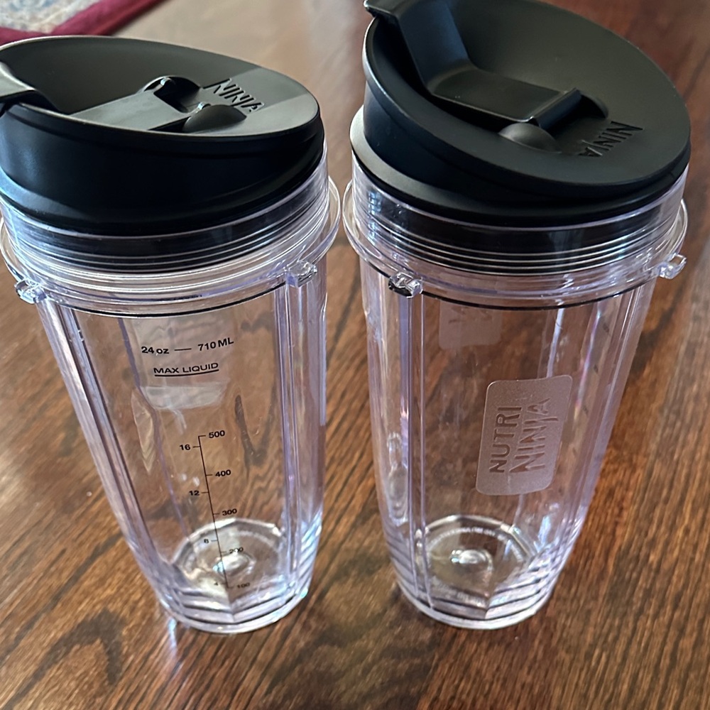 TWO Nutri Ninja Cups with Black Lids
